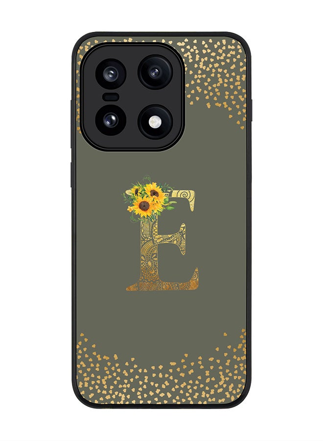 For OnePlus 15 Case,Slim fit Camera Protection, Shockproof Thin Phone cover  - Custom Floral Monogram - E  (Olive Green )
